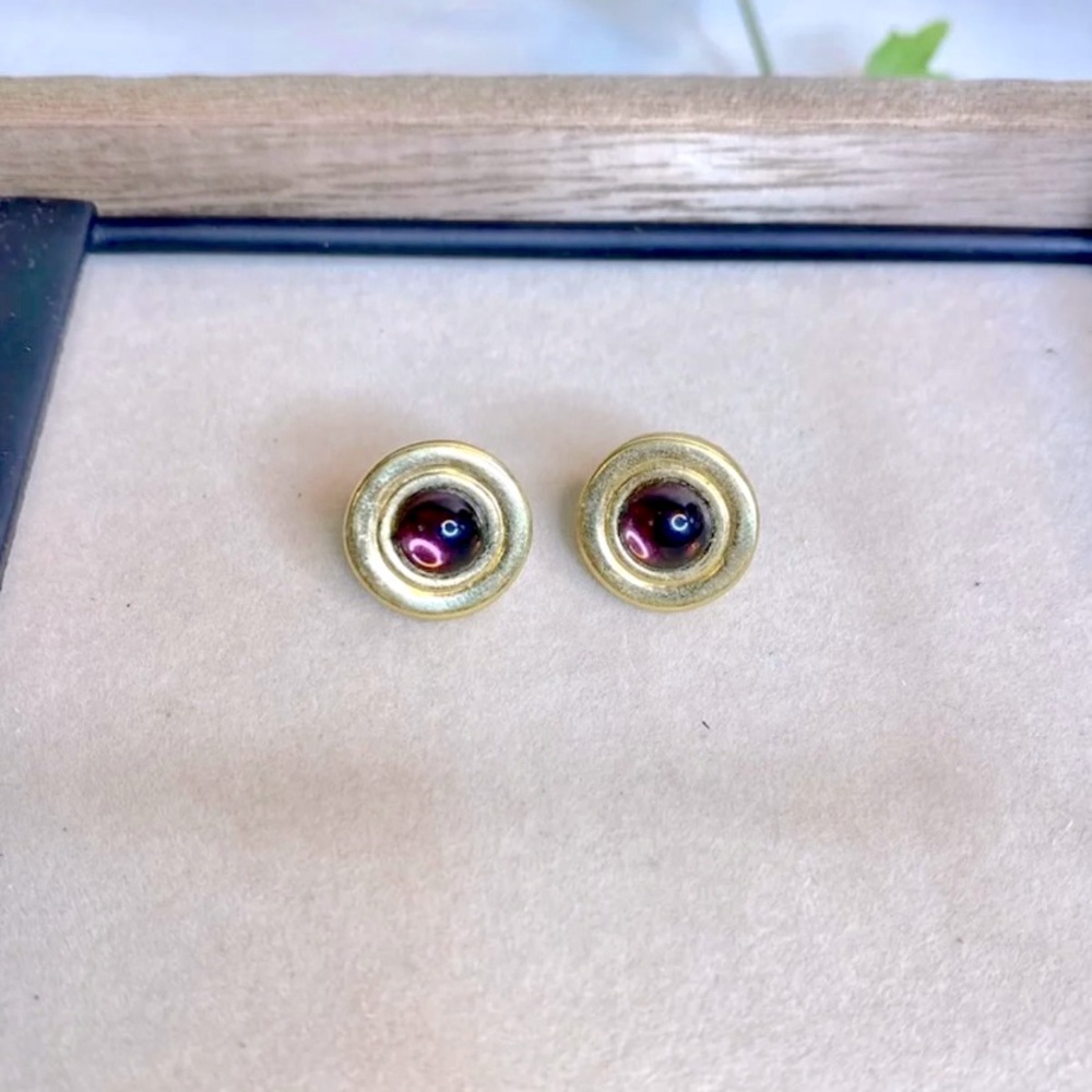 Retro Purple Gem Stud Earrings